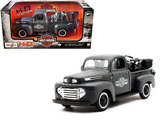 1:25 Harley-Davidson 1948 Ford F-1 Pickup w/1942 WLA Flathead Military Motorcycle (Gray)