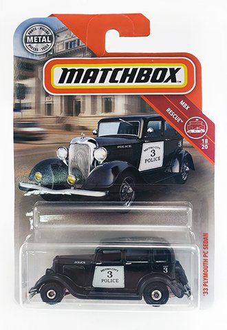 1:64 1933 Plymouth PC Sedan "Metro City Police" (Black/White)