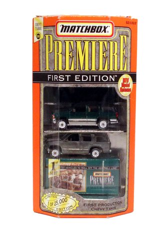 1:64 Matchbox Premiere - Chevy Tahoe (Green) & Chevy Tahoe (Raw Casting)
