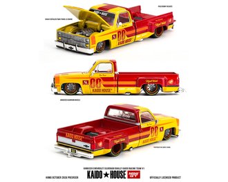 1:64 Chevrolet Silverado Dually Kaido Racing Team V1 (Yellow/Red Two-Tone)