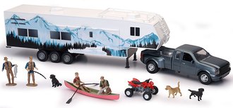 1:32 Pickup Truck w/Fifth Wheel Camper & Accessories (Gray) 1:32 Pickup Truck w/Fifth Wheel Camper & Accessories (Gray)