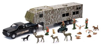 1:32 Pickup Truck w/Fifth Wheel Camper Deer Hunting Playset (Black/Camo) 1:32 Pickup Truck w/Fifth Wheel Camper Deer Hunting Playset (Black/Camo)