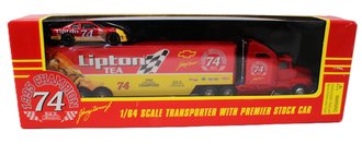1:64 Team Transporter - Johnny Benson #74 Lipton Tea w/Premium Stock Car 1:64 Team Transporter - Johnny Benson #74 Lipton Tea w/Premium Stock Car