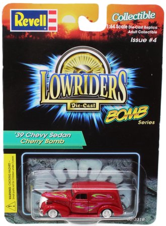 1:64 Lowriders Bomb - 1939 Chevy Sedan "Cherry Bomb" (Red w/Graphic)