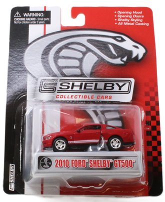 1:64 2010 Ford Shelby Mustang GT500 (Red w/White Stripes)