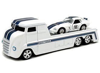 1:64 Shelby Daytona Hauler w/#65 Daytona Coupe (White w/Blue Stripes)