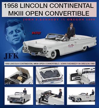 1:18 1958 Lincoln Continental MKIII Open Convertible w/Sen. John F. Kennedy & Driver Figures 1:18 1958 Lincoln Continental MKIII Open Convertible w/Sen. John F. Kennedy & Driver Figures