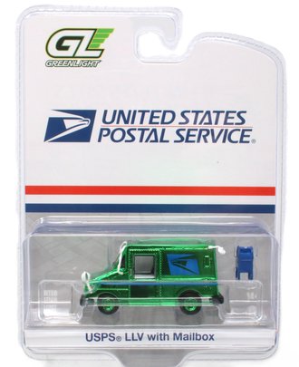 Super Chase 1:64 (USPS) Grumman Long-Life Postal Delivery Vehicle (LLV) w/Mailbox ***Green Chrome*** Super Chase 1:64 (USPS) Grumman Long-Life Postal Delivery Vehicle (LLV) w/Mailbox ***Green Chrome***