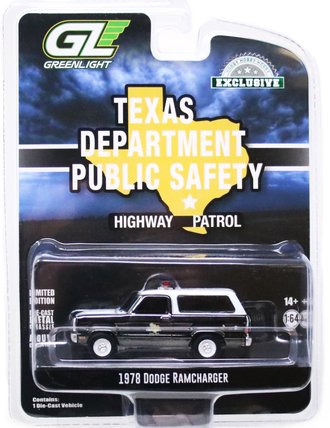 Super Chase 1:64 1978 Dodge Ramcharger "Texas Department of Public Safety" ***Graphite Chrome***
