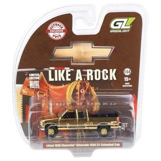 Super Chase 1:64 Lifted 1998 Chevy Silverado 1500 Extended Cab Pickup Truck ***Gold Chrome***