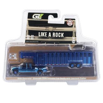 Super Chase 1:64 1998 Chevy Silverado 3500 Extended Cab w/Gooseneck Livestock Trailer *Blue Chrome* Super Chase 1:64 1998 Chevy Silverado 3500 Extended Cab w/Gooseneck Livestock Trailer *Blue Chrome*