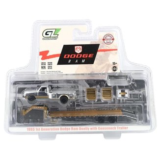 Super Chase 1:64 1992 1st Gen Dodge Ram Flatbed Dually w/Gooseneck Flatbed Trailer *Silver Chrome* Super Chase 1:64 1992 1st Gen Dodge Ram Flatbed Dually w/Gooseneck Flatbed Trailer *Silver Chrome*