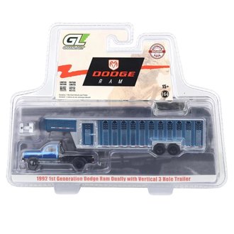 Super Chase 1:64 1992 1st Gen Dodge Ram Flatbed Dually w/Gooseneck Livestock Trailer *Blue Chrome* Super Chase 1:64 1992 1st Gen Dodge Ram Flatbed Dually w/Gooseneck Livestock Trailer *Blue Chrome*