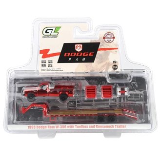 Super Chase 1:64 1993 1st Gen Dodge Ram W-350 Dually w/Gooseneck Flatbed Trailer *Red Chrome* Super Chase 1:64 1993 1st Gen Dodge Ram W-350 Dually w/Gooseneck Flatbed Trailer *Red Chrome*