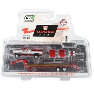 Super Chase 1:64 1993 1st Gen Dodge Ram W-350 Dually w/Gooseneck Flatbed Trailer *Red Chrome* Super Chase 1:64 1993 1st Gen Dodge Ram W-350 Dually w/Gooseneck Flatbed Trailer *Red Chrome*