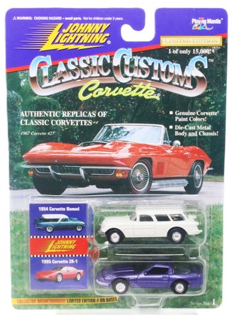 1:64 Classic Customs Corvette - 1954 Chevy Nomad & 1995 Corvette ZR-1 (White/Purple)