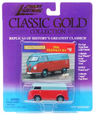 1:64 Classic Gold - 1960s Volkswagen Bus (Red/Blue)