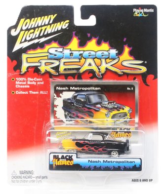 1:64 Street Freaks - Nash Metropolitan Hot Rod (Black w/Flames) *** Card Crease(s) ***