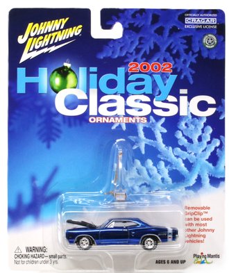 1:64 Holiday Classics 2002 Ornaments - 1969 Dodge Super Bee (Blue Chrome w/Black Hood)