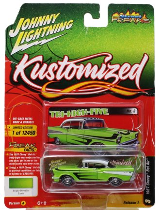 1:64 Street Freaks - Kustomized 1957 Chevy Bel Air (Green) ***Blister Card Damage***