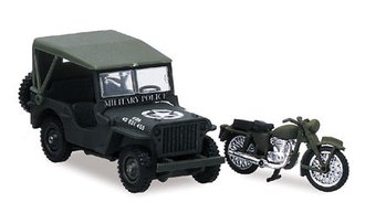 U.S. Military Jeep Willy w/Motorcycle