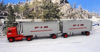Mack Ultra-Liner COE Sleeper w/Double Pup Trailers (2) "P*I*E" Mack Ultra-Liner COE Sleeper w/Double Pup Trailers (2) "P*I*E"