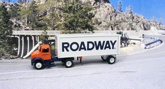 International 8100 Day Cab w/Pup Trailer "Roadway" (Orange/Blue/White) International 8100 Day Cab w/Pup Trailer "Roadway" (Orange/Blue/White)