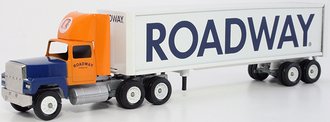 Ford 9000 Day Cab w/Van Trailer "Roadway" (Orange/Blue/White)
