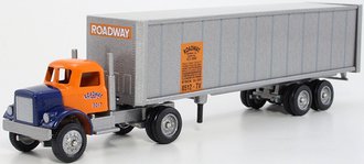 White 9000 Day Cab w/Van Trailer "Roadway"