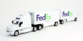 Kenworth T2000 High-Roof Sleeper w/Double Pup Skirted Trailers (2) "FedEx Ground" Kenworth T2000 High-Roof Sleeper w/Double Pup Skirted Trailers (2) "FedEx Ground"