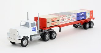 Ford 9000 Day Cab w/Flatbed Trailer & Building Materials Load "USG - U.S. Gypsum"