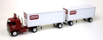 Mack Ultra-Liner COE Sleeper w/Double Pup Trailers (2) "Graves Truck Line, Inc."