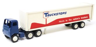 White 5000 COE Day Cab w/Van Trailer "Truckstops - Hosts to the nation's truckers"
