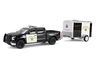 1:64 2023 Chevrolet Silverado w/Cargo Trailer - California Highway Patrol ***Bad Paint***