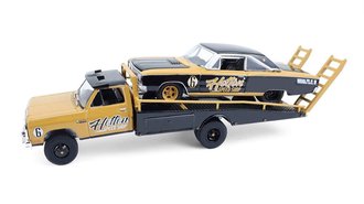 1:64 1985 Dodge Ram D350 Ramp Truck w/1965 Dodge Coronet - Hotton Speed Shop ***Broken Wheel***