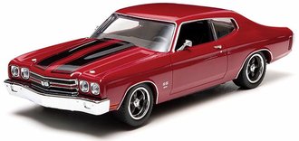 1:43 Fast & Furious(2009) - 1970 Chevy Chevelle SS (Red w/Black Stripes) ***Cracked Case/Bad Box***