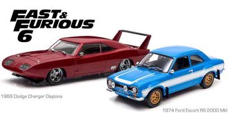 1:43 Fast & Furious 6 (2013) - 1969 Dodge Charger Daytona & 1974 Ford Escort RS 2000 MkI ***Cracked Case/Bad Box***