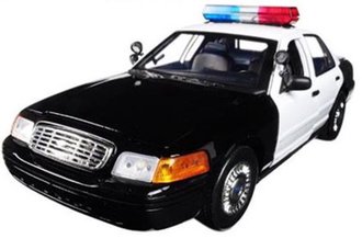 1:18 Lights & Sound - Ford Crown Victoria Police Car (Black/White - Undecorated) ***Bad Box***