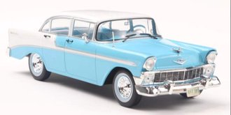 1:24 1956 Chevrolet Bel Air 4-Door Sedan (Blue/White) ***Bad Box*** 1:24 1956 Chevrolet Bel Air 4-Door Sedan (Blue/White) ***Bad Box***